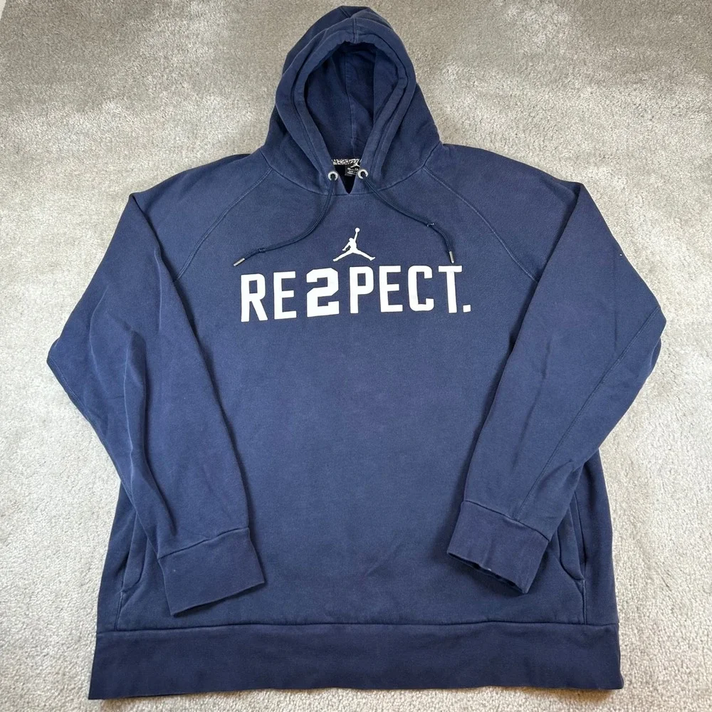 Jordan RE2PECT Hoodie Mens XL Navy Blue Derek Jeter Raglan Pullover 828553-419
